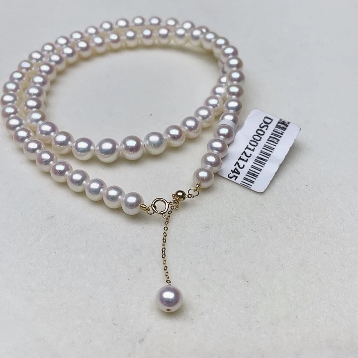 淡水珍珠银S925镶嵌颈饰卡6➕高品极强光白炫天女粉毕业级