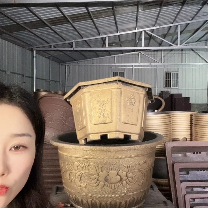 圆120花盆一个有孔八角6盆一个有孔紫砂色