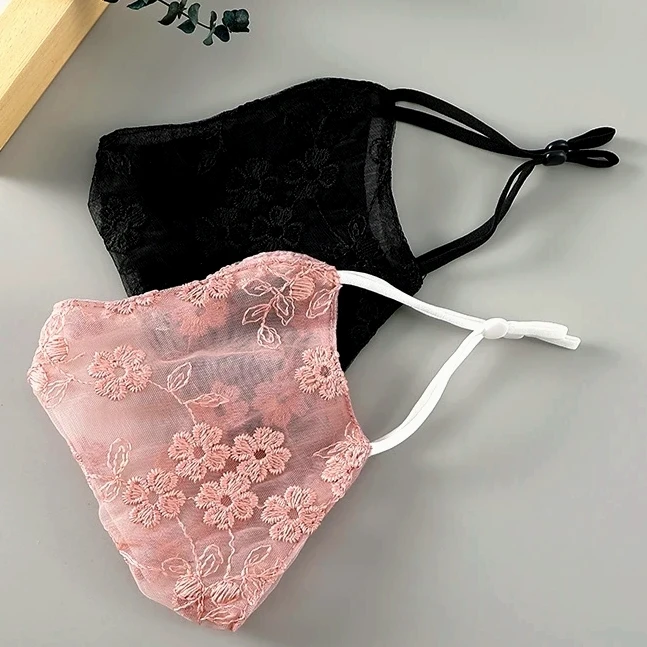 国风网红新款重工蕾丝刺绣立体防晒口罩网红爆款直播显脸小透气