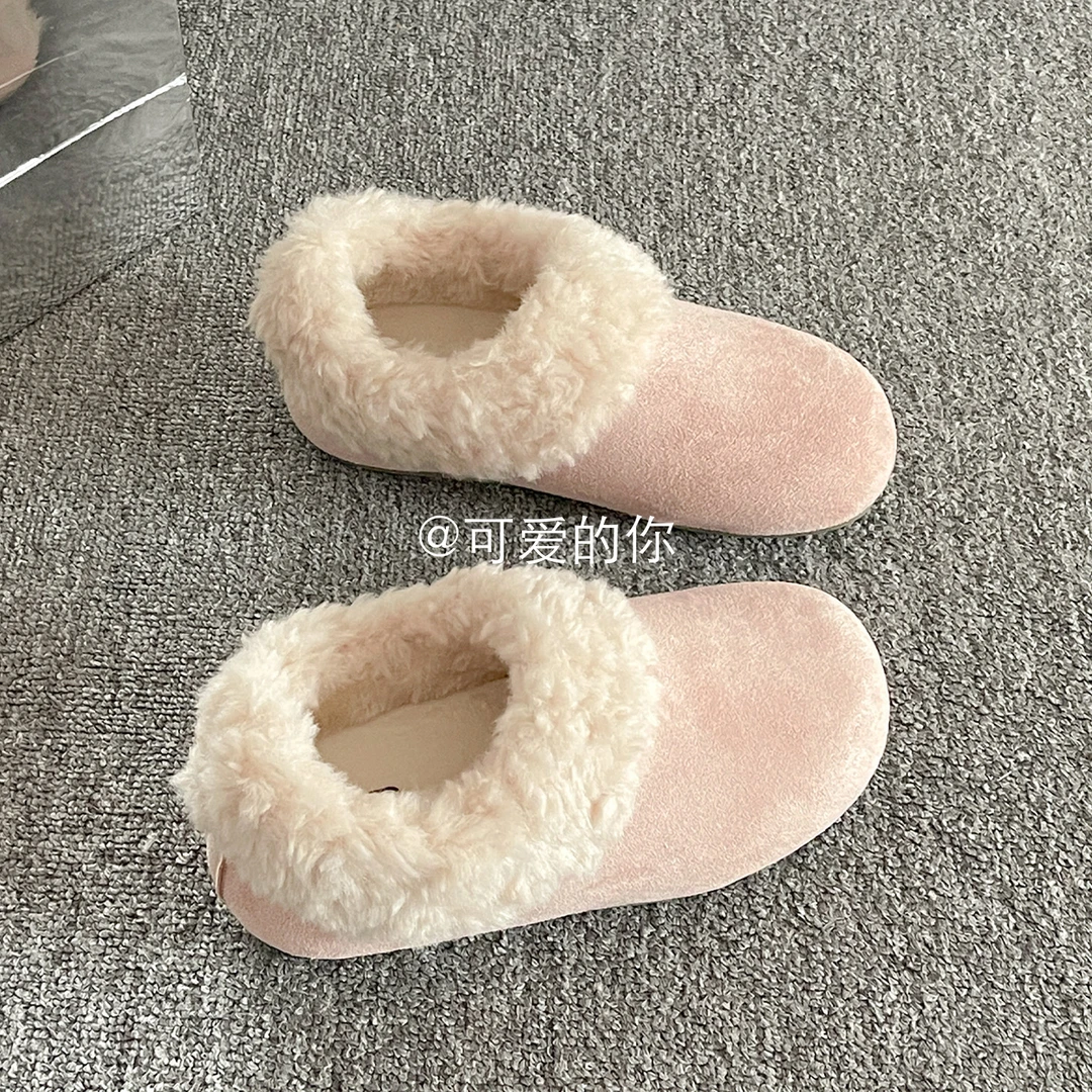 冬季韩系包头勃肯鞋女款2025新款爆款保暖一脚蹬休闲鞋加绒懒人鞋