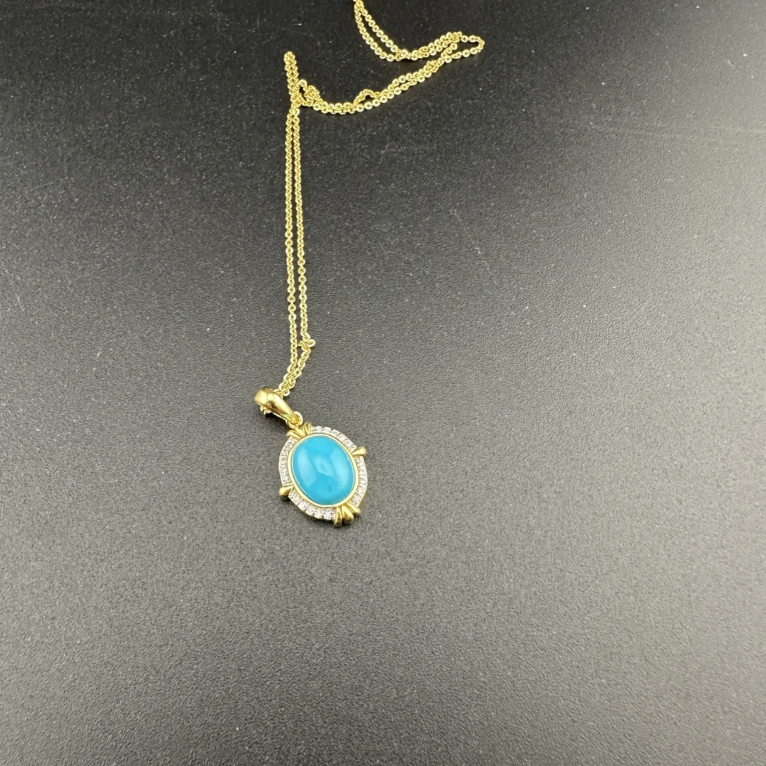 BY1011FXH标092 北玉精选 925银绿松石项链 多样性发货