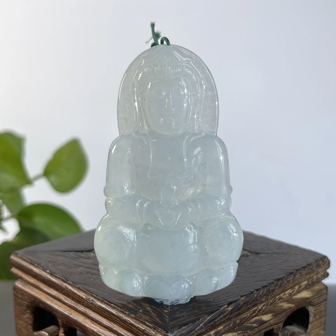 JYA31-70  天然缅甸A货翡翠  正装观音