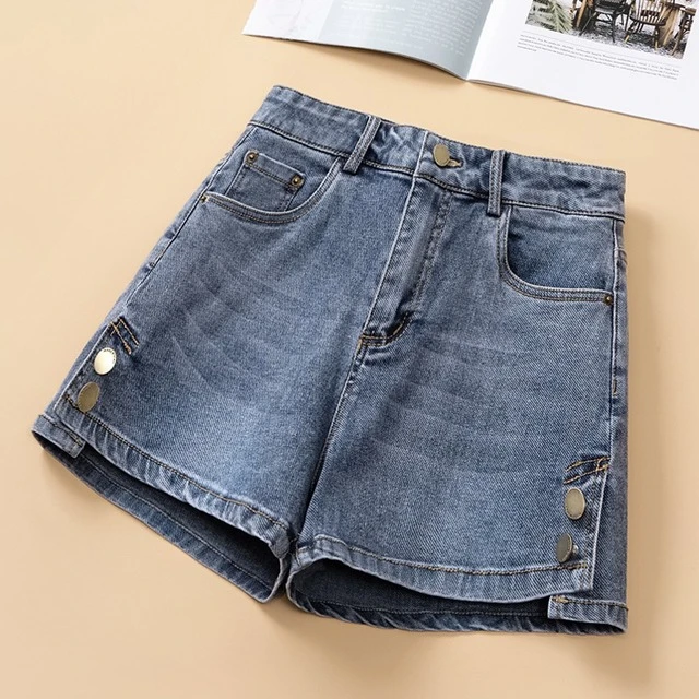 高腰牛仔短裤女夏季薄款2025年新款宽松百搭外穿阔腿a字热裤子