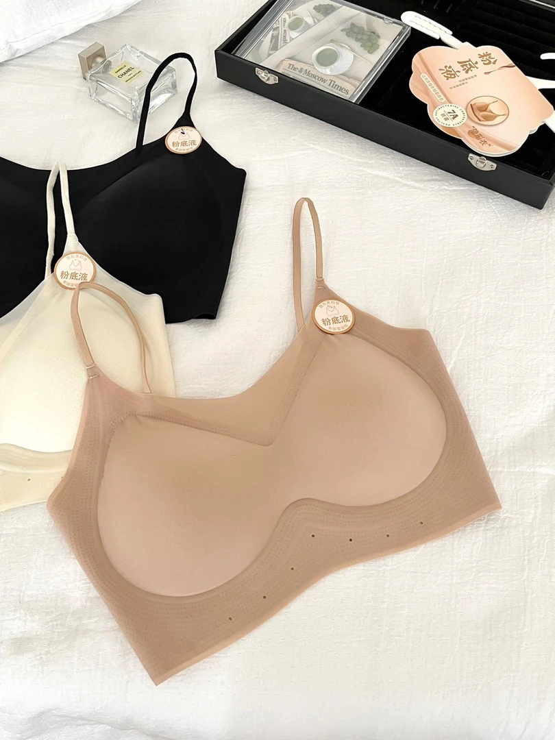 女士无痕凉感粉底液细肩带固定杯文胸5518