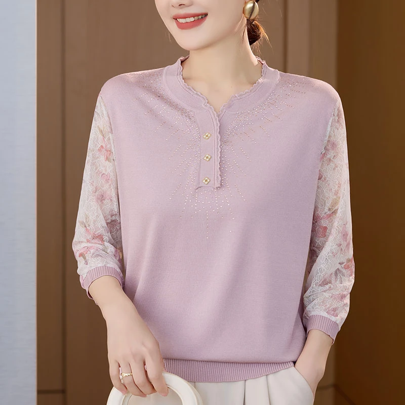 妈妈T恤七分袖2025春夏新款50-60岁妈妈上衣中老年女装打底衫小衫