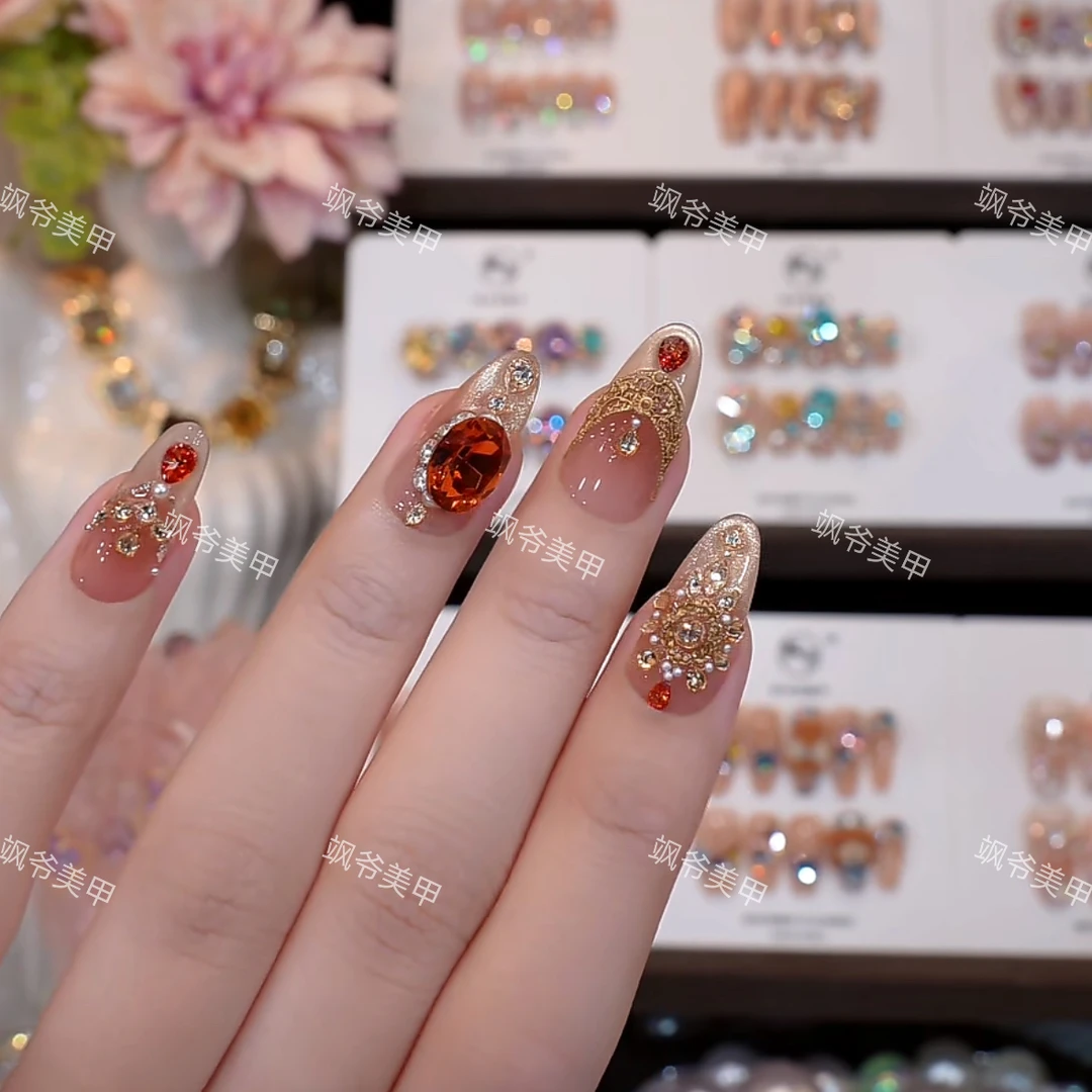 壁上观-美甲店手工穿戴甲-钻石店-可重复佩戴-掉钻包补-10片