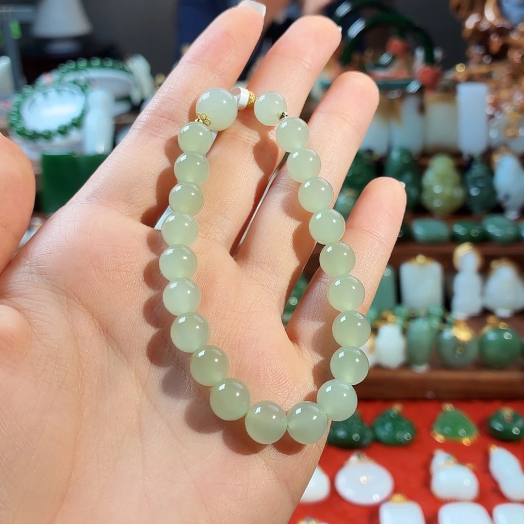 和田玉（糖玉）18K金镶嵌手串T
