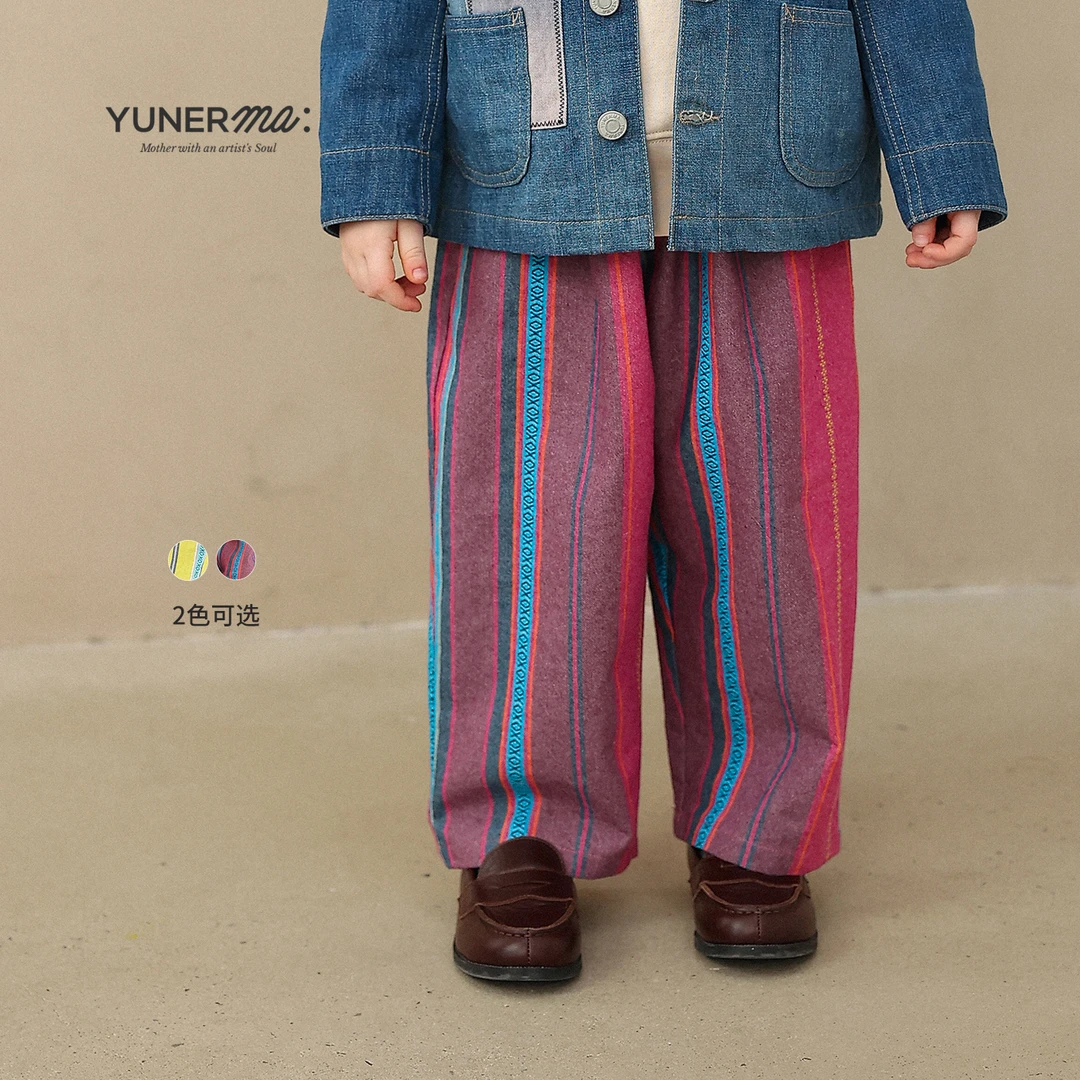 允儿妈女童2025新款日系百搭条纹休闲裤宝宝春季洋气裤子儿童长裤