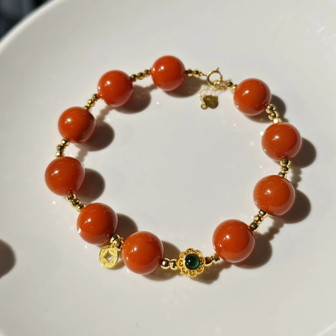 南红 18k金 手链 1259 多样性发其一