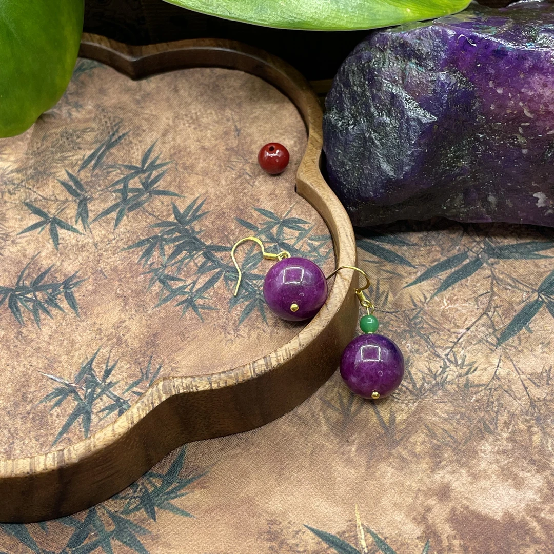 含辰砂工艺品【繁花珠宝甄选】含辰砂工艺品耳饰HF332