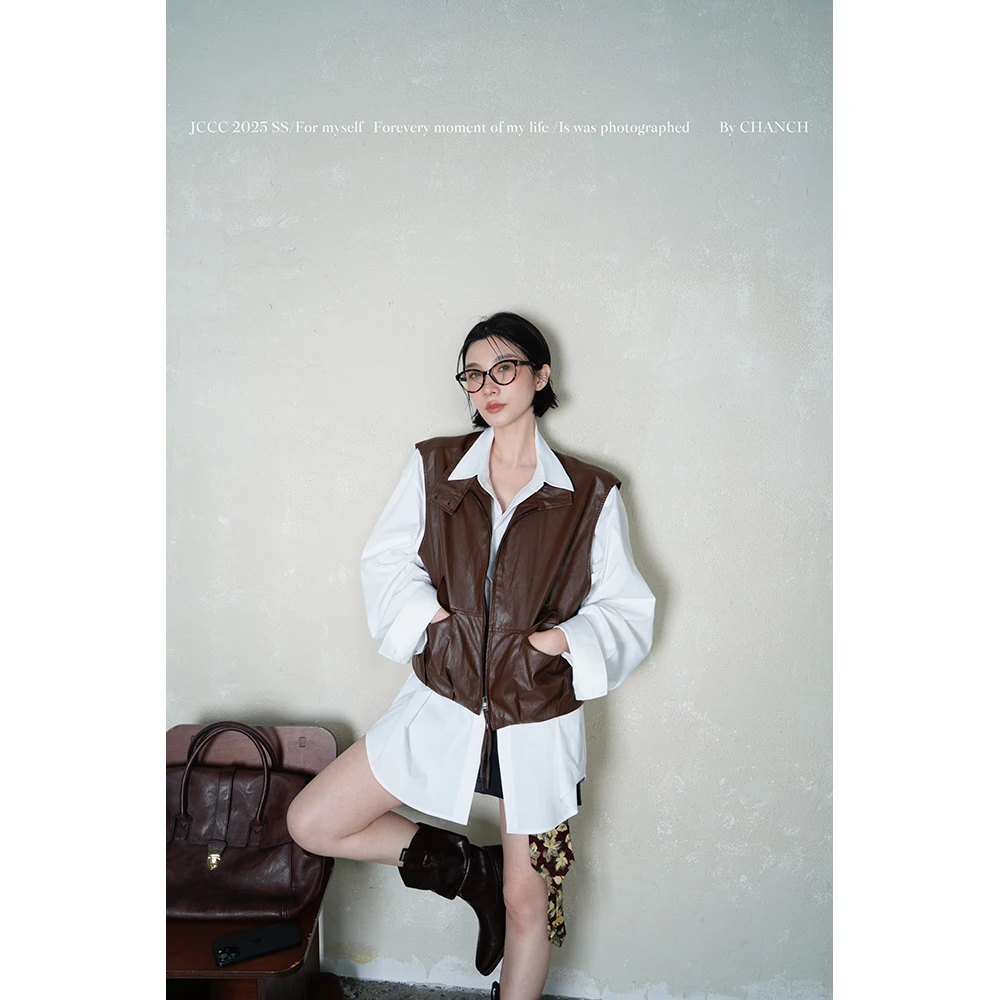 JCCC影子【野子】两色设计感休闲百搭立领无袖外套JE5BPH10