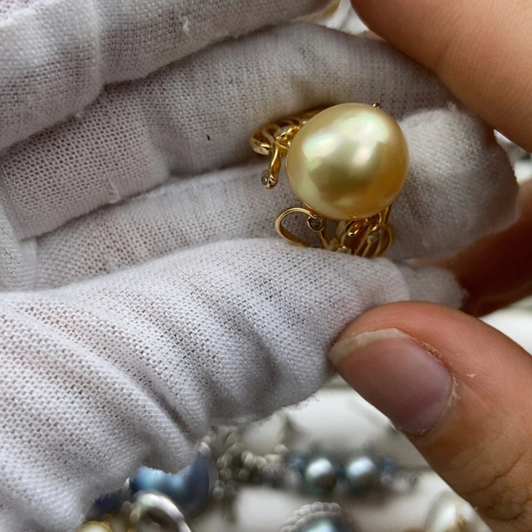 海水珍珠戒指银S925镶嵌
