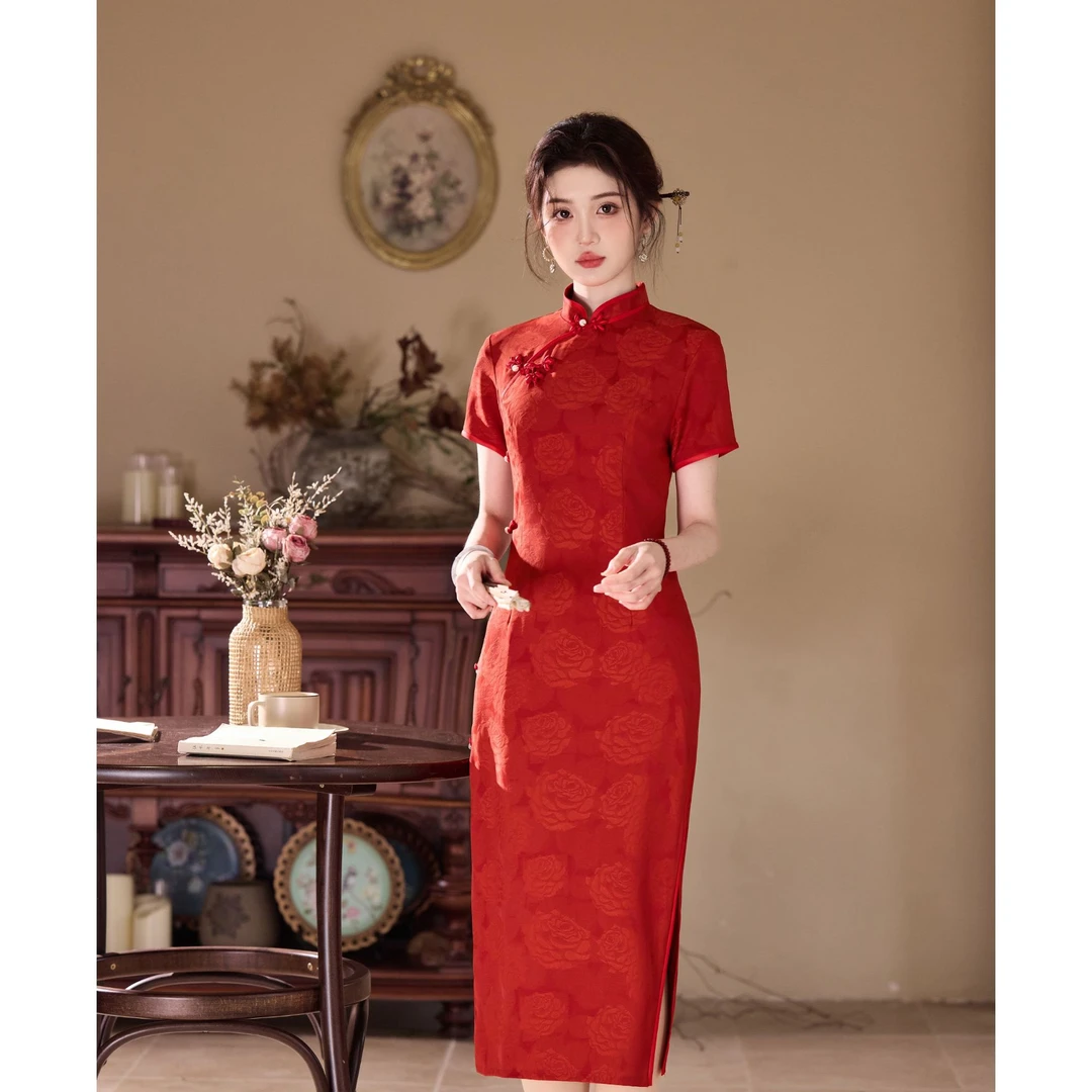 【琉佳】红色国风旗袍新中式2025年结婚敬酒服送考旗袍连衣裙5637
