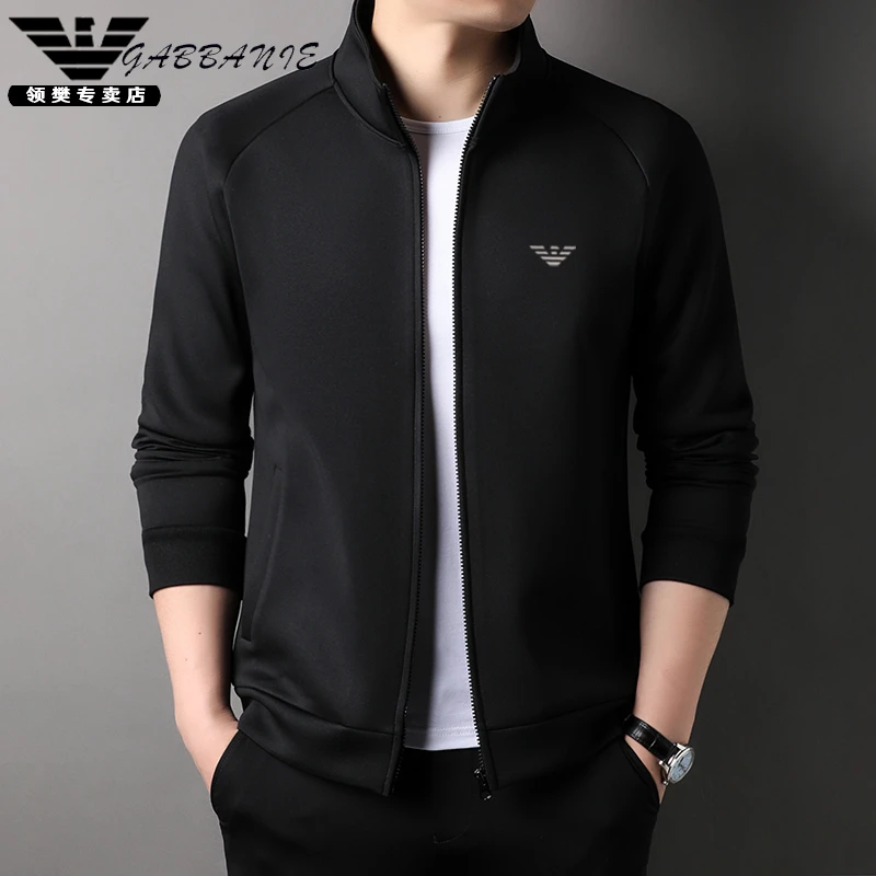 GABBANIE春秋季轻奢品牌立领休闲男士纯色拉链卫衣百搭潮流外套