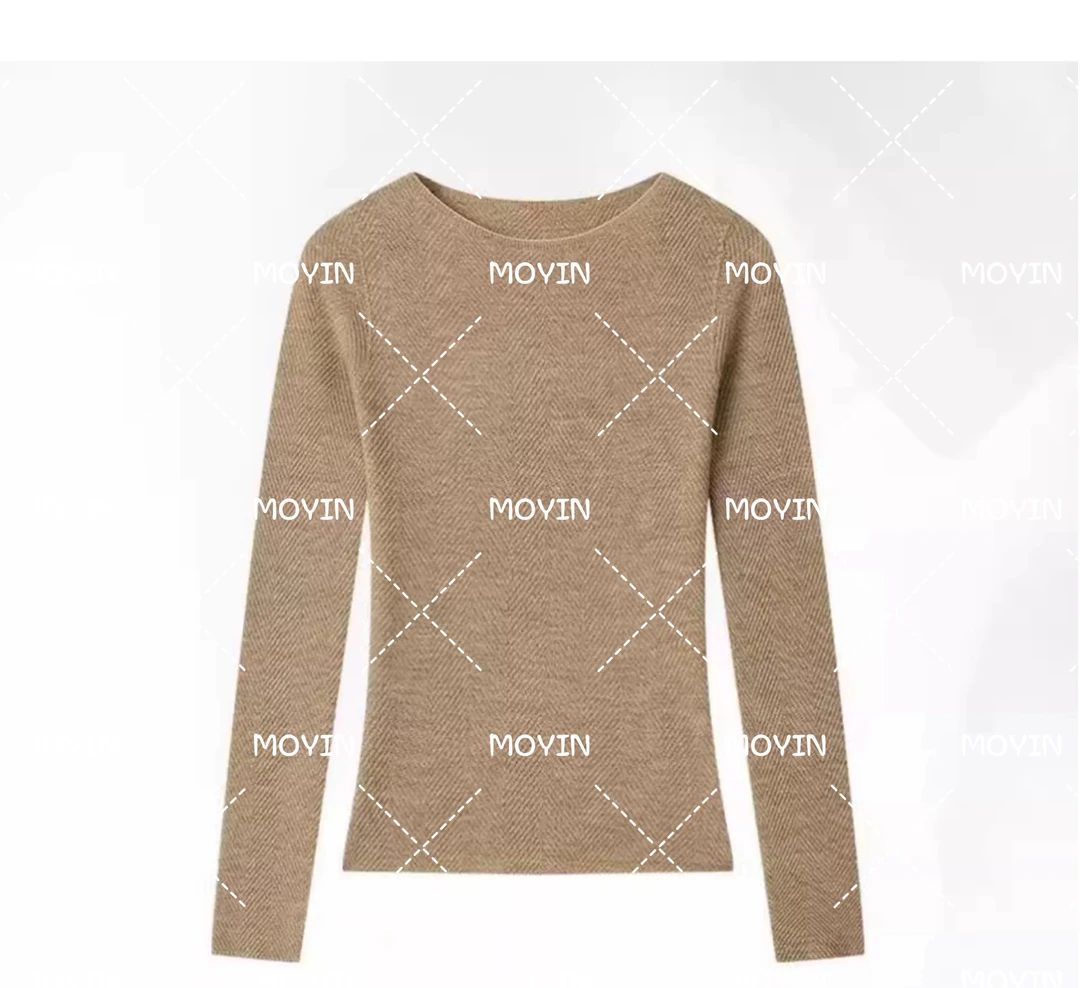 MOYIN圆领长袖【100%精仿羊毛】扬子纱可机洗抗起球鱼骨纹打底衫
