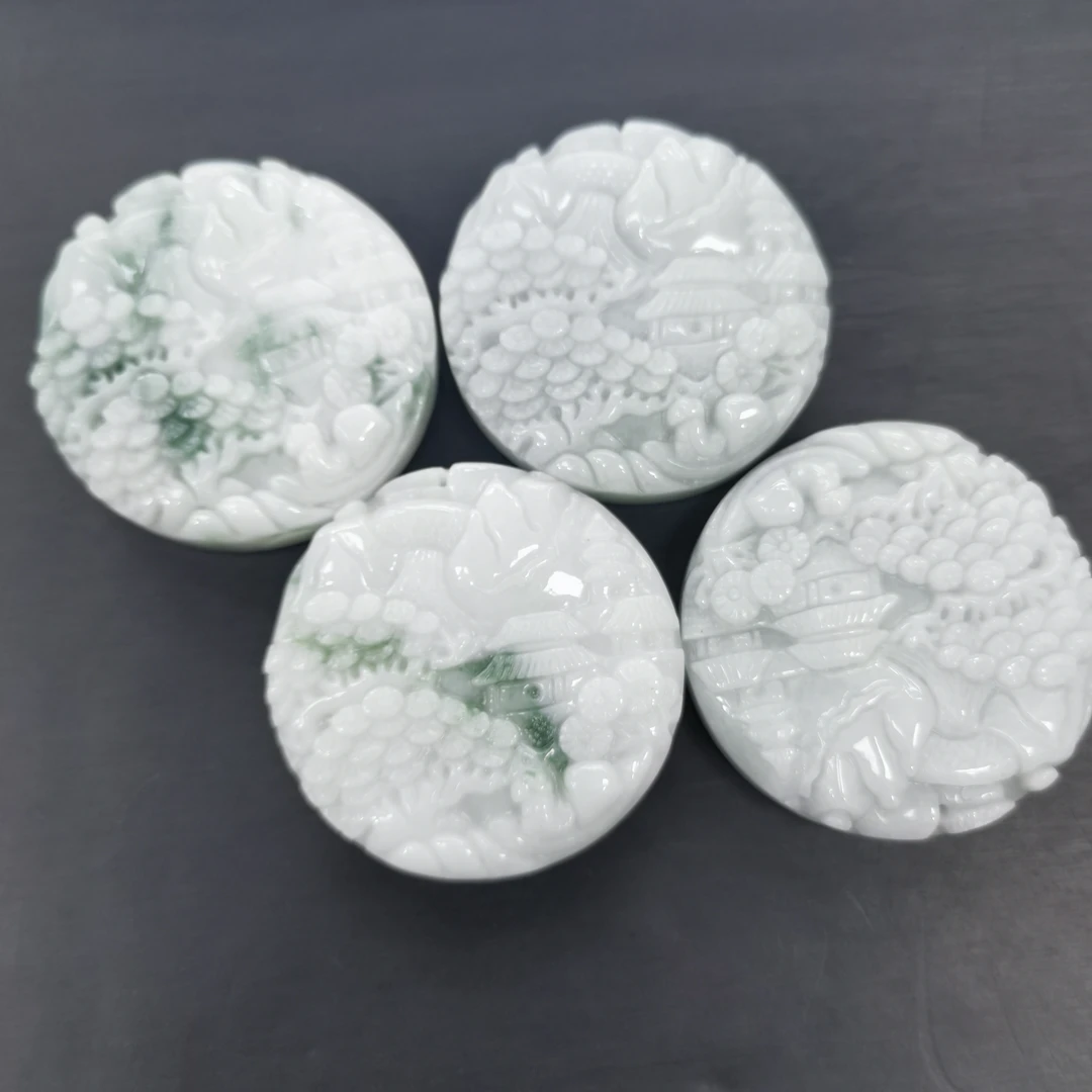 hy天然缅甸A货翡翠山水牌吊坠