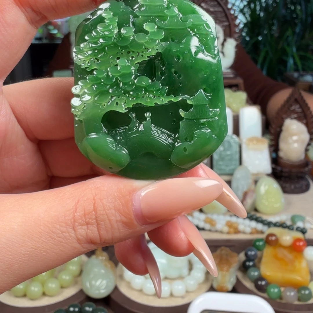 两***兽和田玉未镶嵌颈饰