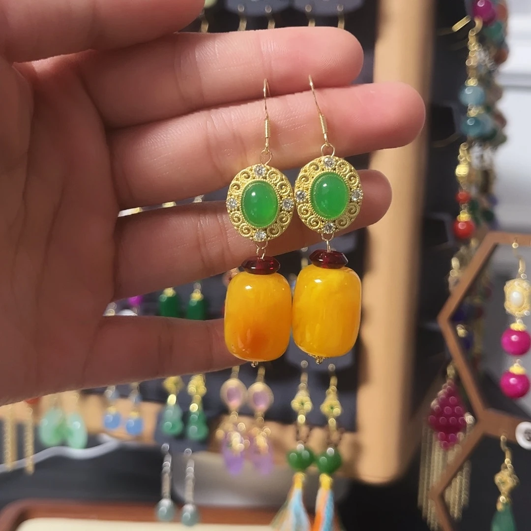 锆石纯铜925银耳饰