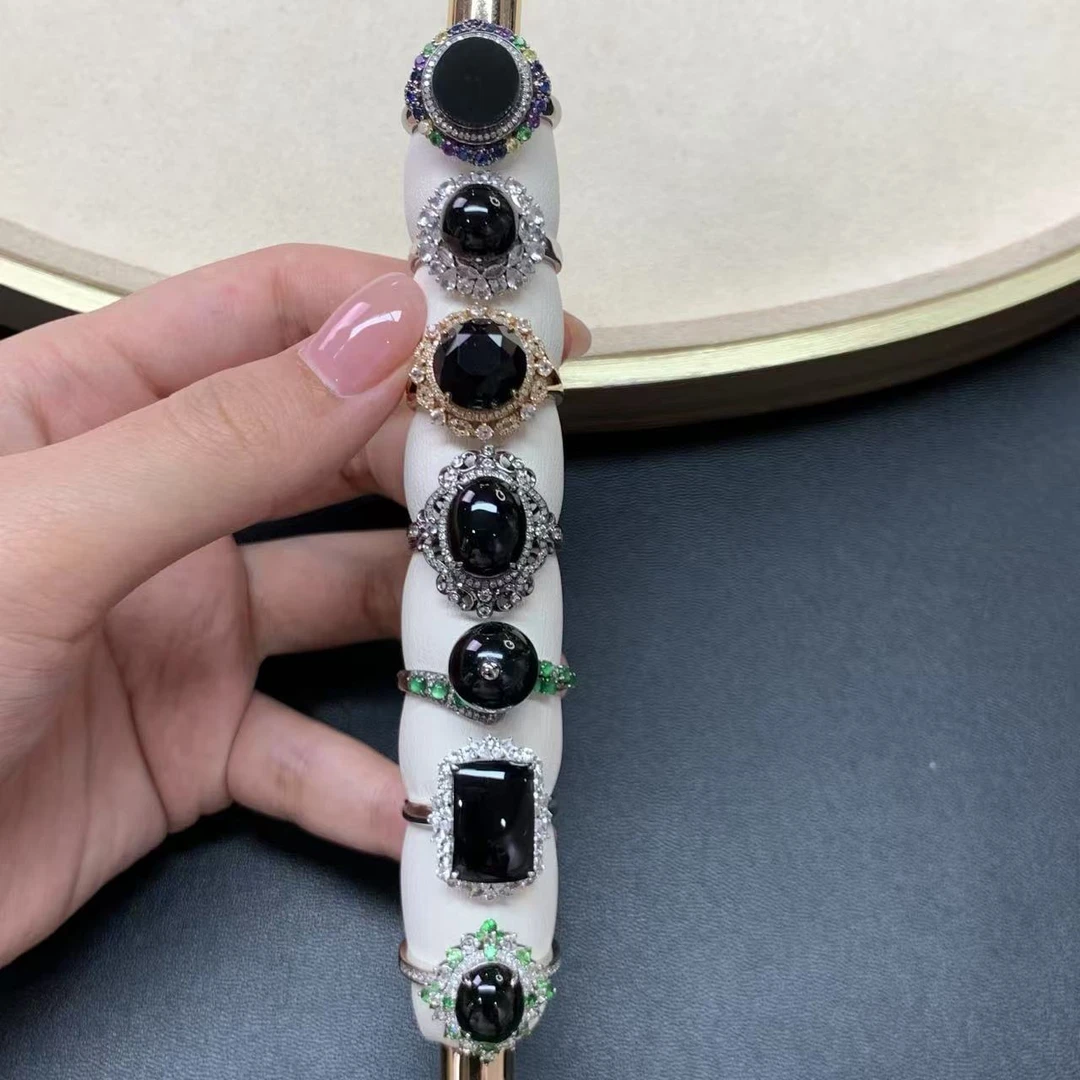 【小雪臻选】墨翠戒指-18k金-多样性发货一件-|CMC1|m29