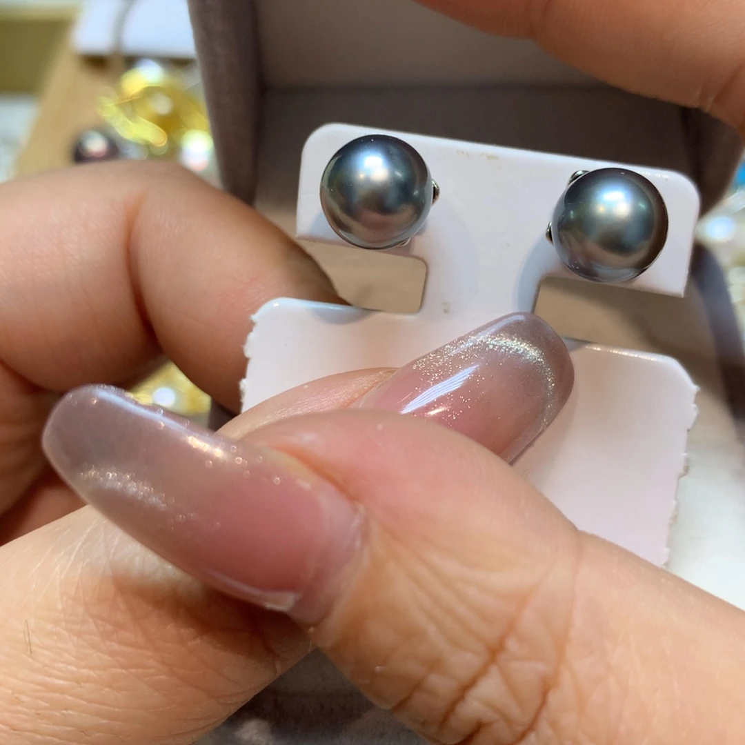 海水珍珠耳饰银S925镶嵌