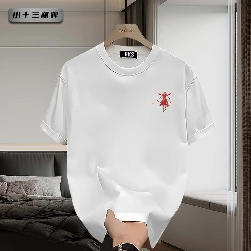 2025夏季100%纯棉短袖男女同款高街重磅圆领半袖T恤潮流时尚ins