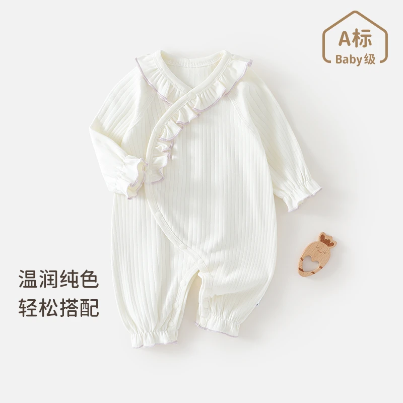 新生儿连体衣婴儿衣服纯棉哈衣小月龄宝宝春装公主风纯棉可爱爬服