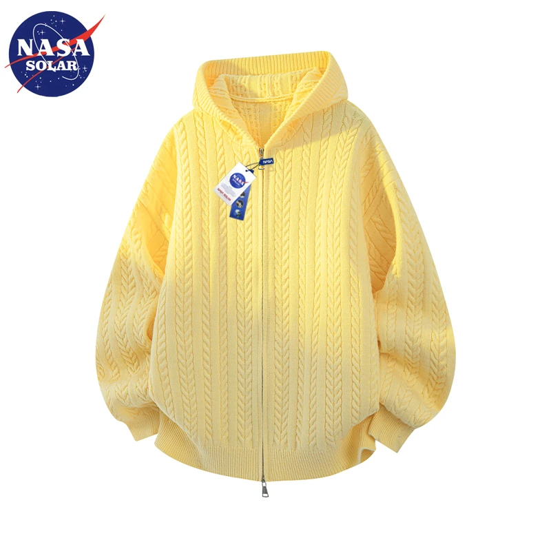 NASA SOLAR慵懒风大码开衫毛衣男女2025春秋新款双拉链针织衫外套