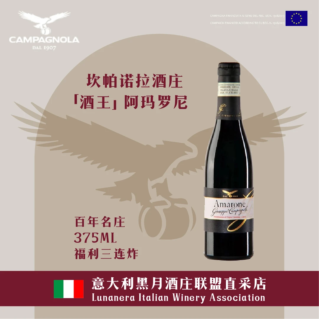 瓦波利塞坎帕诺拉酒庄阿玛罗尼干红葡萄酒375ml单瓶15%vol
