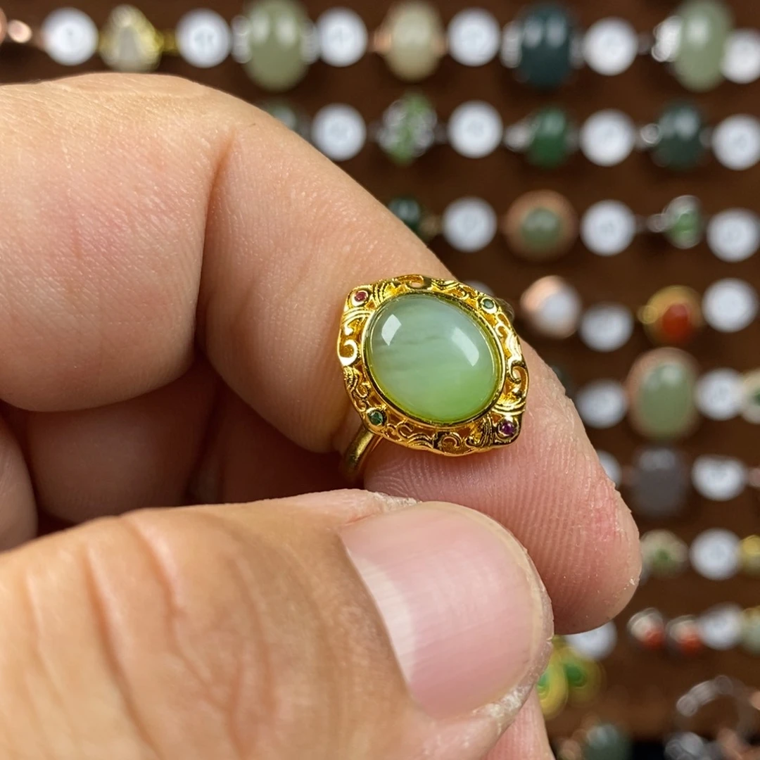 和田玉（碧玉）戒指合金兰*