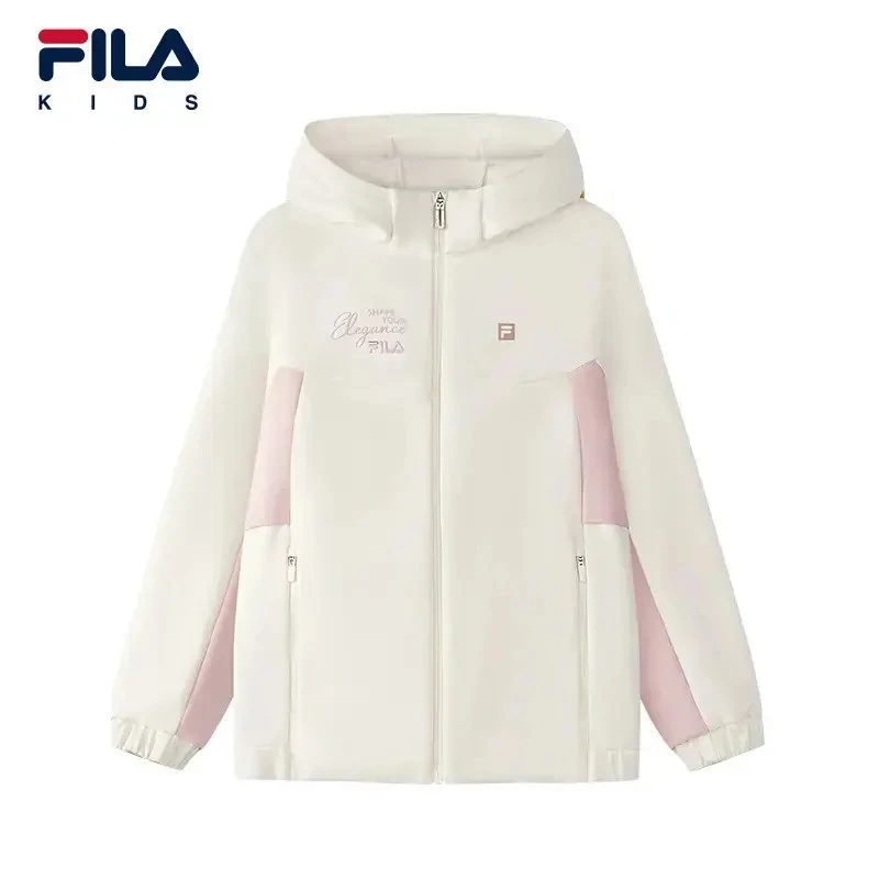 FILA斐乐儿童流光之径女大童外套冬季新款运动连帽上衣K12G543702