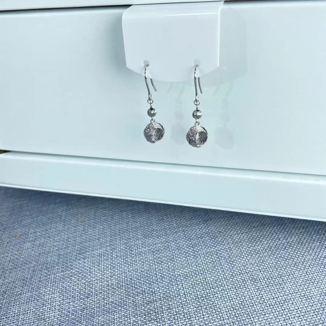 PT950 铂金耳饰  拉丝环环相扣耳钩 气质时尚 长约3.6cm S 11050