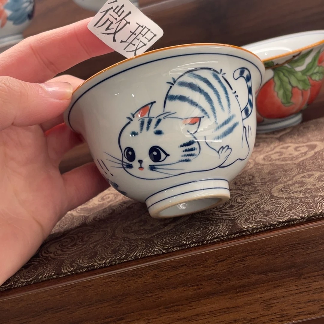 釉下手绘茶具微瑕