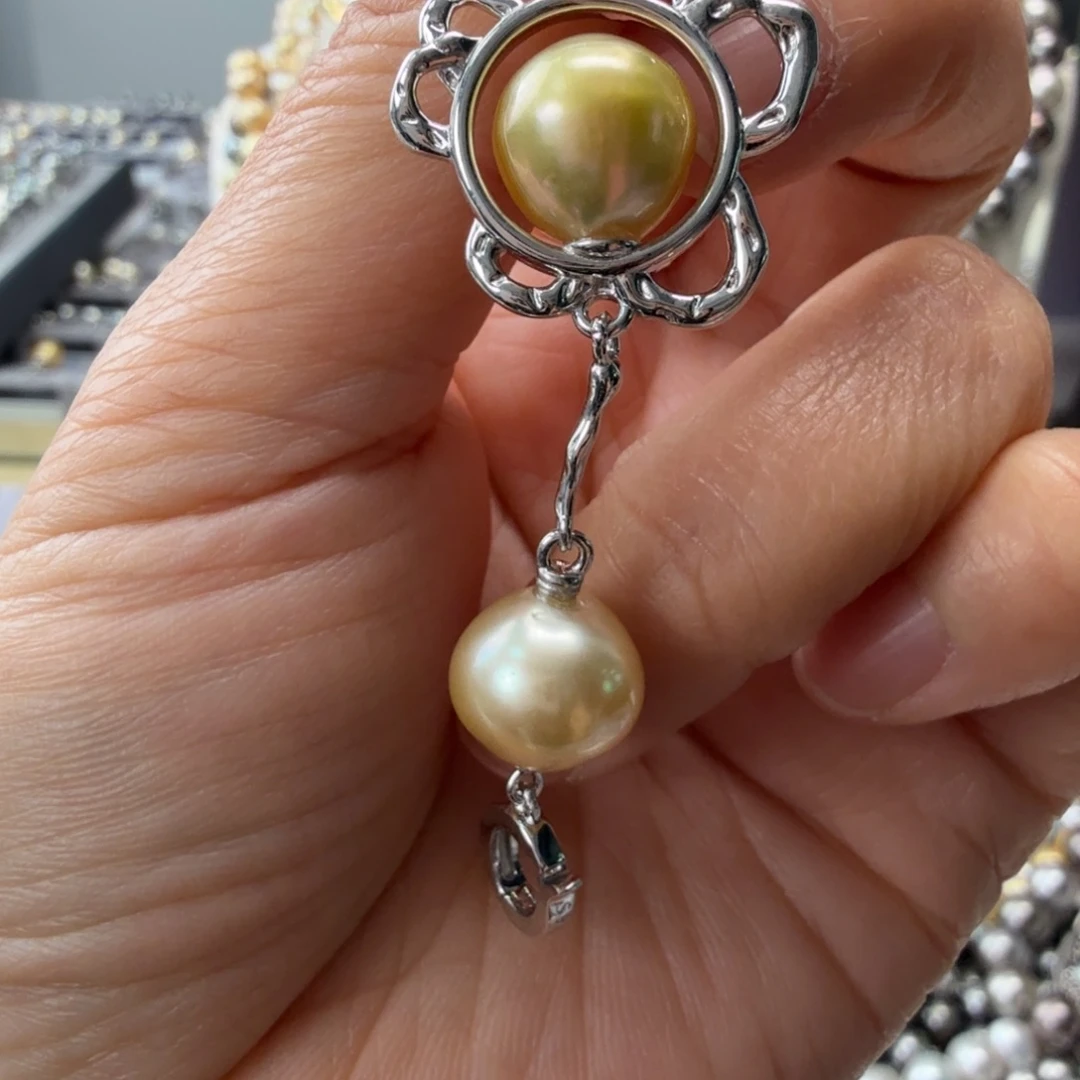 银S925镶嵌海水珍珠颈饰