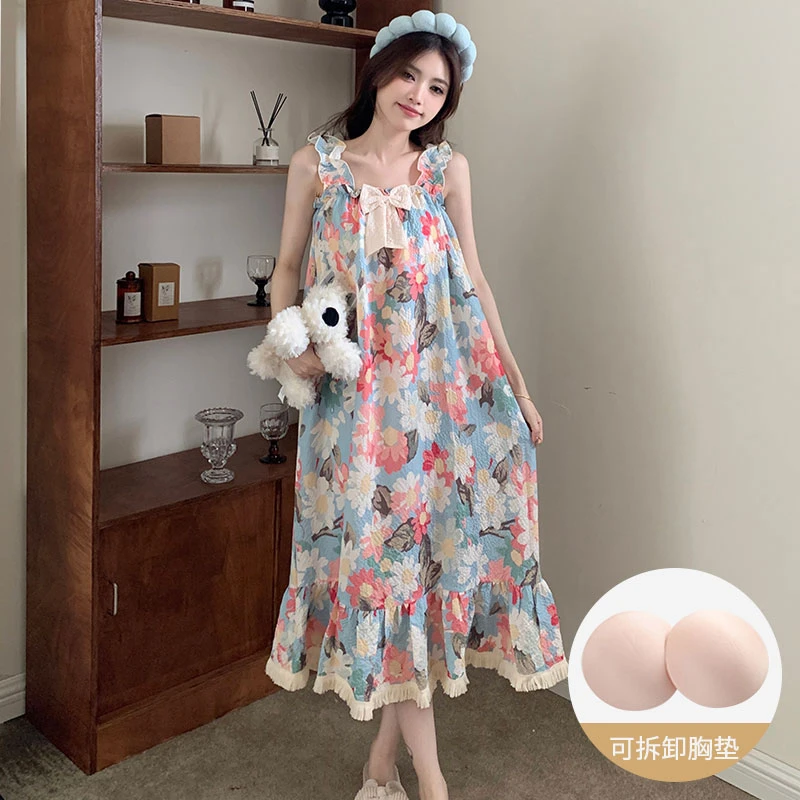 【Lucky优选】带胸垫吊带睡裙女款夏季薄款2025新款夏天睡衣家居服