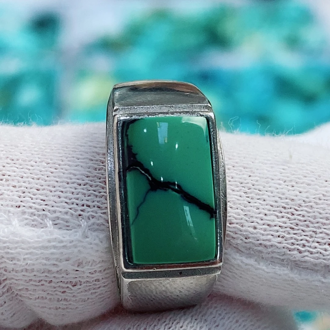 绿松石银S925镶嵌原矿无优化