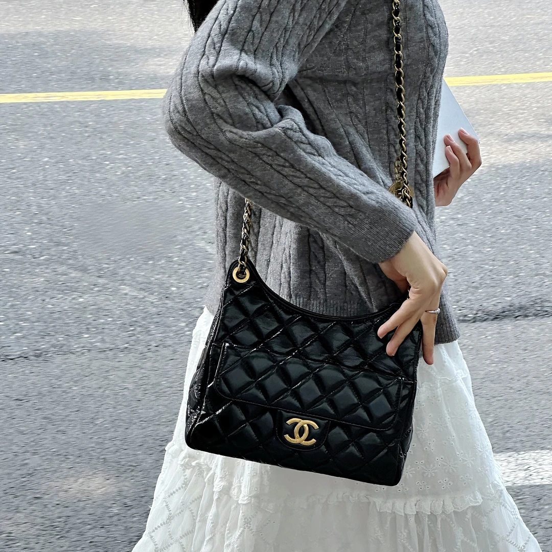 99新 Chanel/香奈儿 4641|香奈儿天猫精灵芯片新款中号斜挎包黑金
