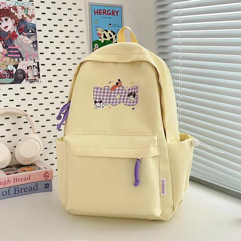 迪琦妙妙屋腊肠狗黄色日系书包可爱少女百搭卡通双肩包简约大容量