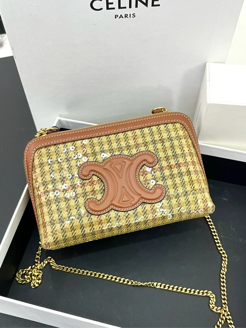 95新 Celine/思琳 亮片饭盒包 单肩斜挎包 配件 防尘 小票