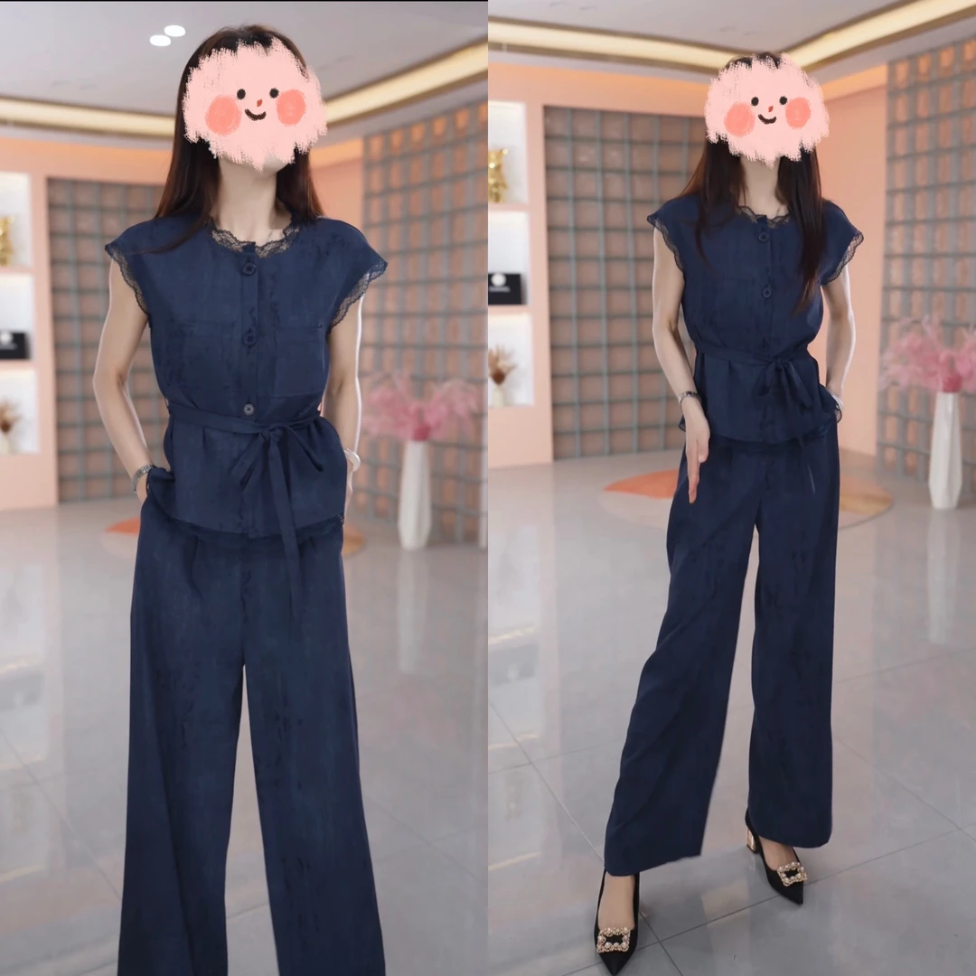 夏季时尚洋气两件套女神修身气质休闲百搭显瘦减龄女套装