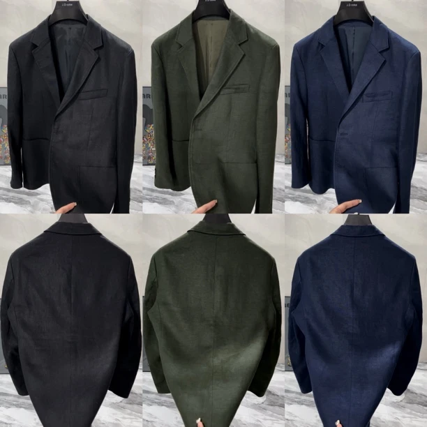 023/新款时尚高奢欧货高品质男士亚麻料修身西服