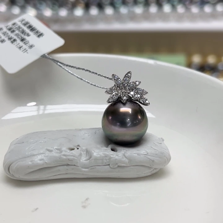 银S925镶嵌吊坠(不含链)海水珍珠12m 114号