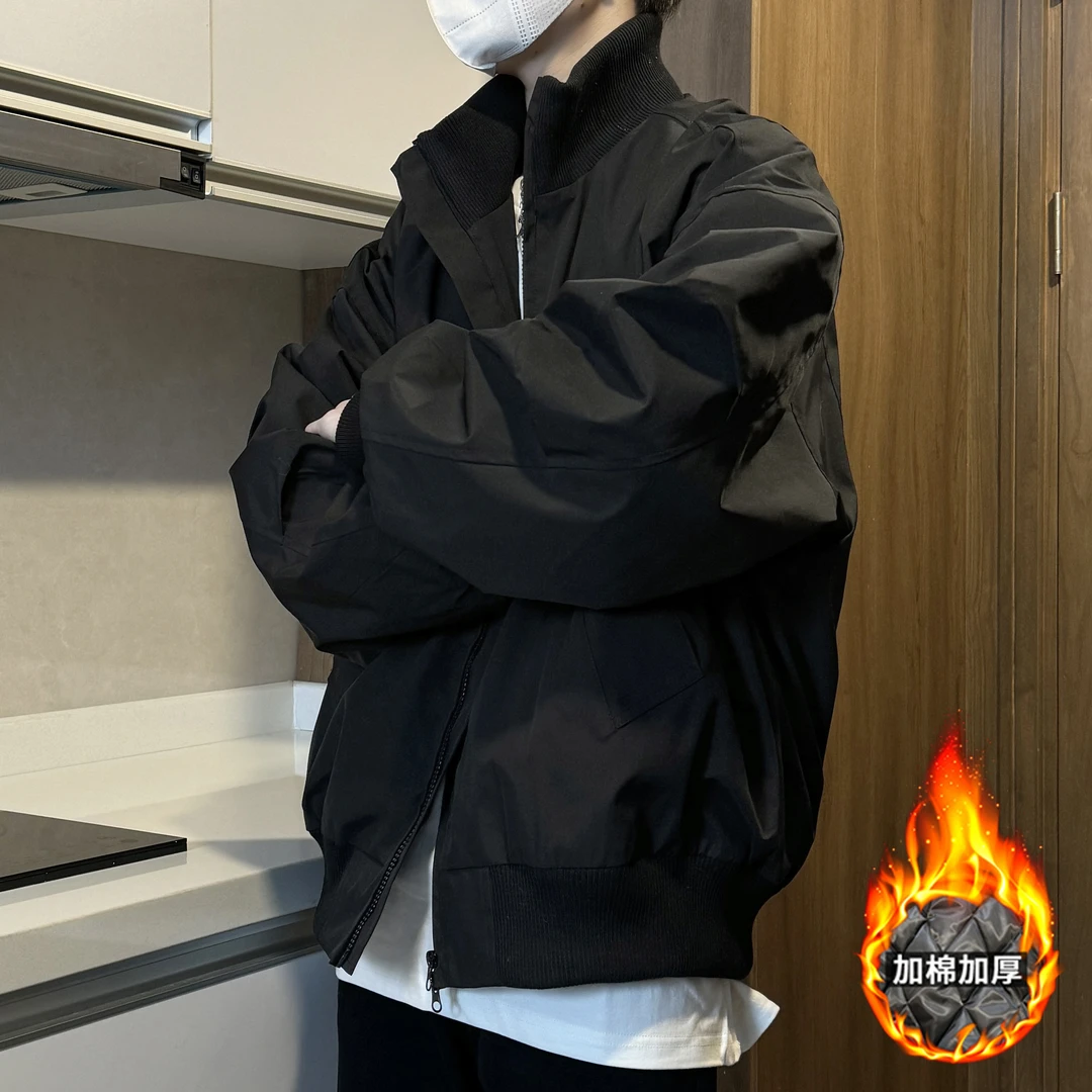 JUJUPS2025秋冬痞帅棒球服男女外套男生冬季百搭宽松工装加棉夹克