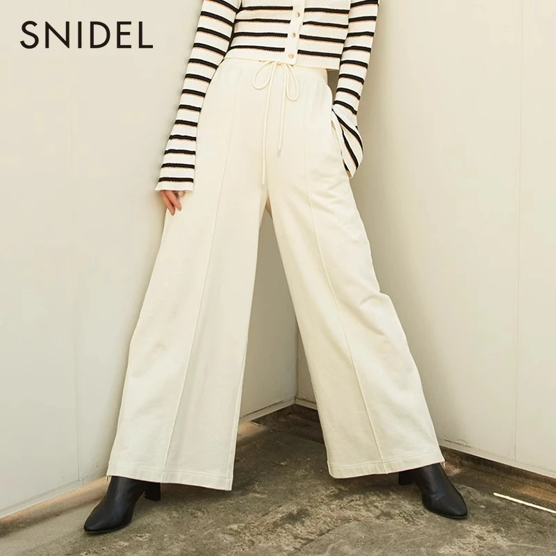 【嘉尔专属】SNIDEL高腰系带侧开叉阔腿卫裤拖地裤SWCP234241
