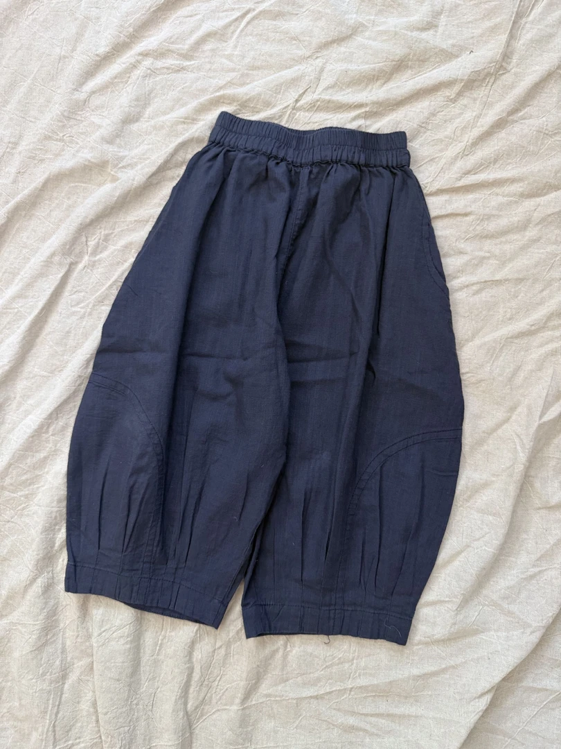 夏款儿童棉麻拼接裤