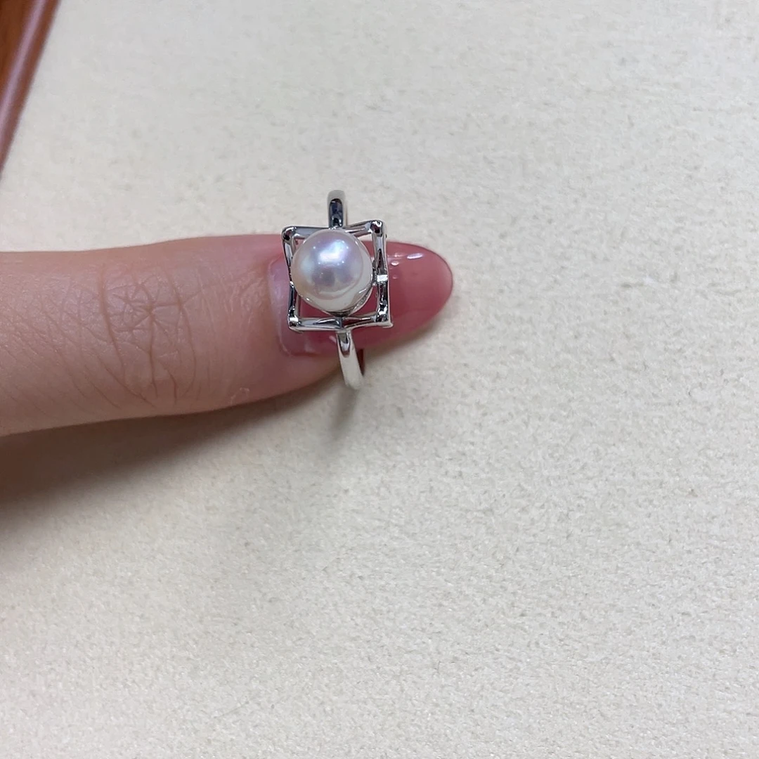 海水珍珠戒指银S925镶嵌