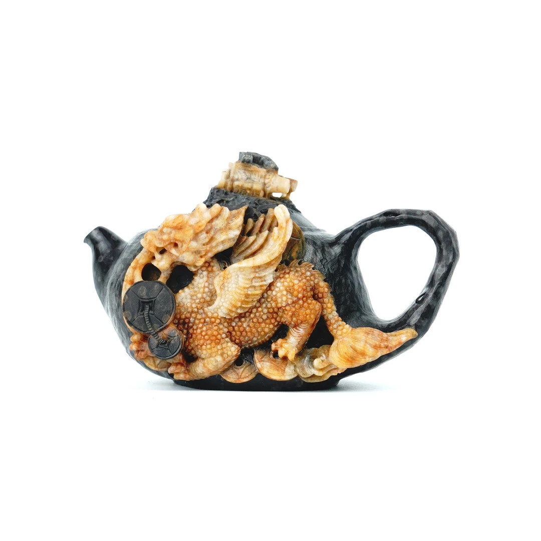 【龙吟金涛】晶体巧雕瑞兽随形壶纯手工雕刻泡茶壶高端送礼手工茶壶