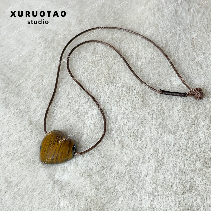 非金属树脂吊坠 XURUOTAO 【一颗心】爱心虎眼石项链 T5053