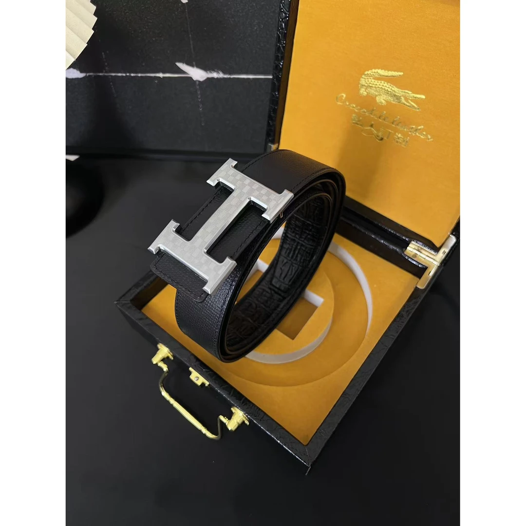 轻奢高档商务男士皮带时尚头层牛皮真皮腰带英伦风自动扣牛皮裤带