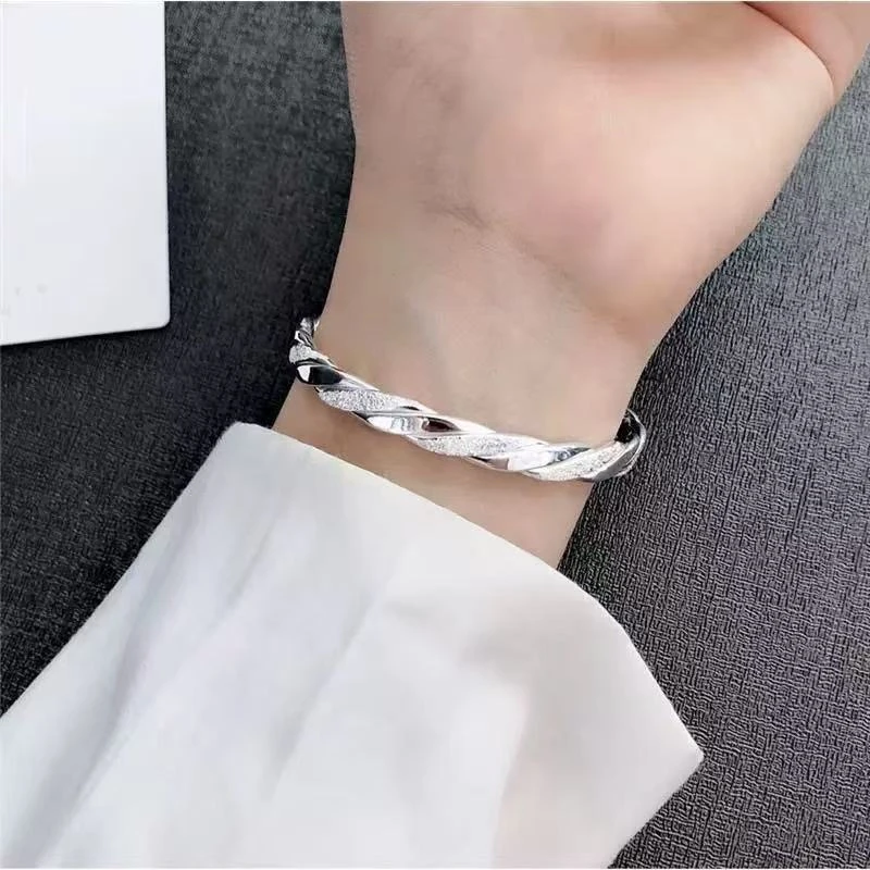 精品银手镯麻花手镯时尚高级送妈妈送朋友 WSZ-20