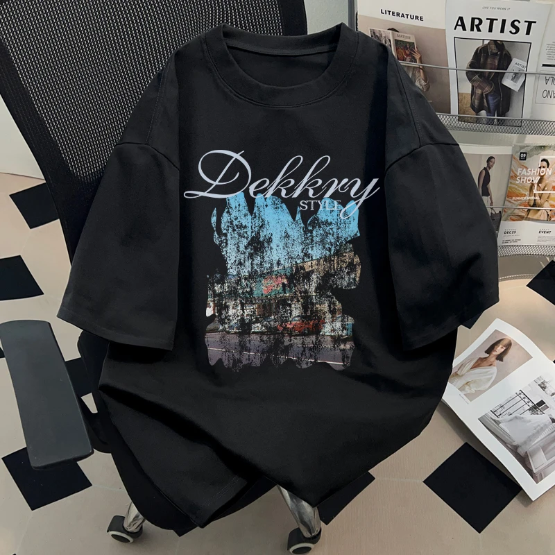 jtrt高街潮牌美式纯棉短袖T恤男女夏季正肩打底宽松情侣半袖上衣